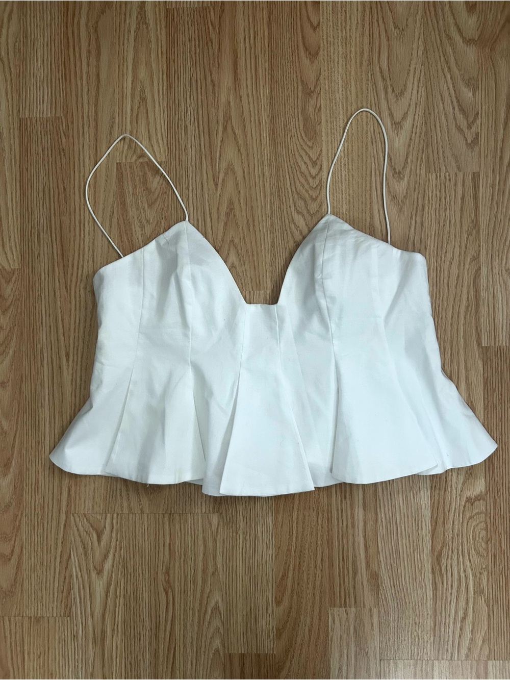 Zara White Peplum Cami with Spaghetti Straps